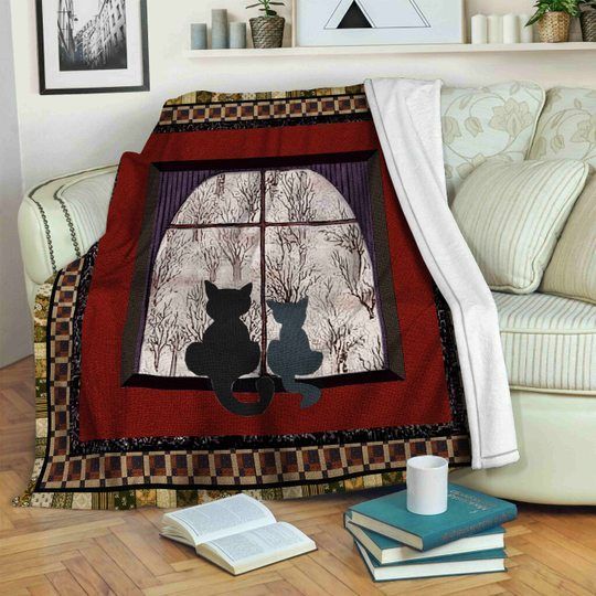 Cat Sherpa Fleece Blanket