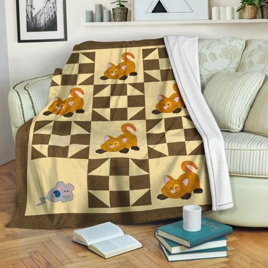Cat Sherpa Fleece Blanket