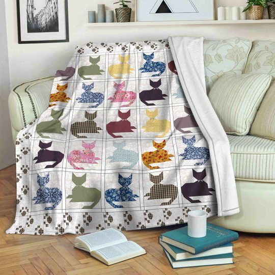 Cat Sherpa Fleece Blanket