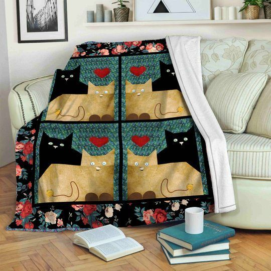 Cat Sherpa Fleece Blanket