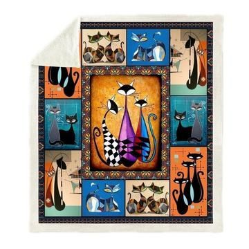 Cat Sherpa Fleece Blanket