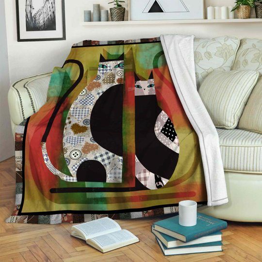 Cat Sherpa Fleece Blanket