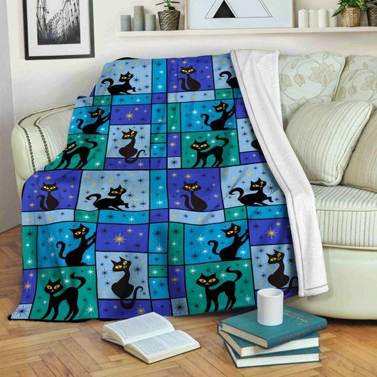 Cat Sherpa Fleece Blanket