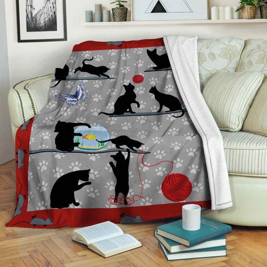 Cat Sherpa Fleece Blanket