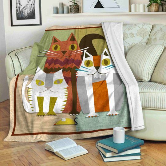 Cat Sherpa Fleece Blanket