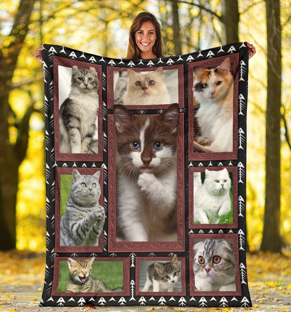 Cat Sherpa Fleece Blanket