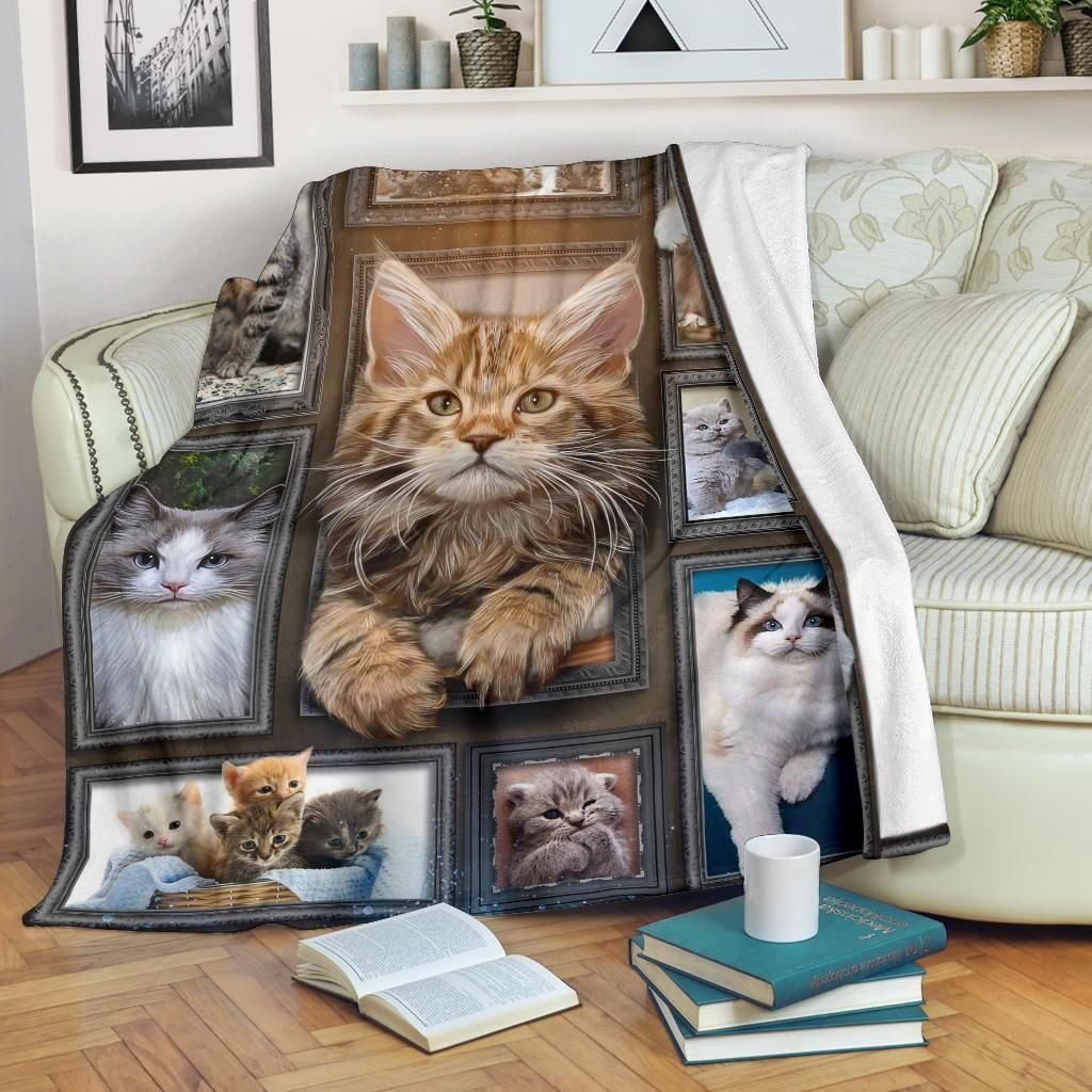 Cat Sherpa Fleece Blanket