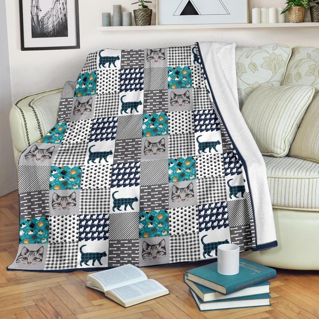 Cat Sherpa Fleece Blanket