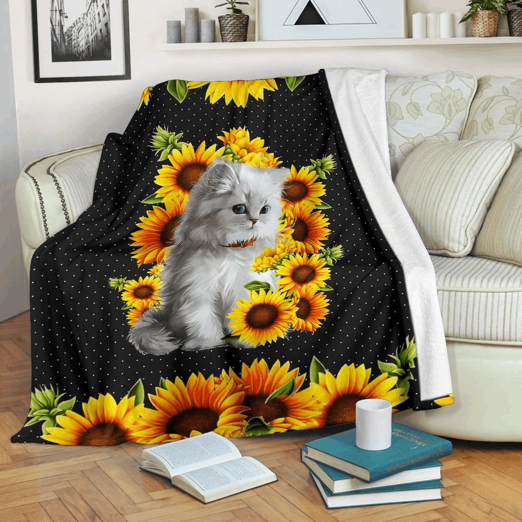 Cat Sherpa Fleece Blanket