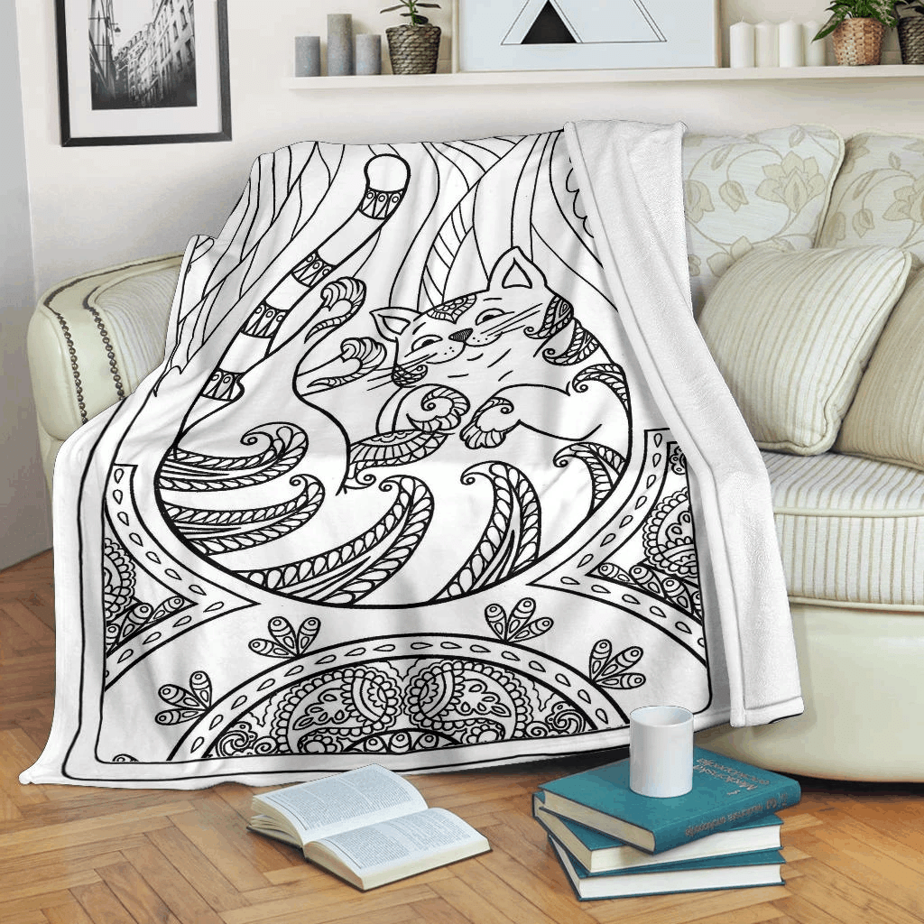 Cat Sherpa Fleece Blanket