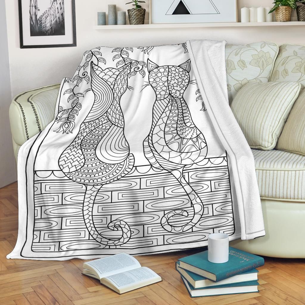 Cat Sherpa Fleece Blanket