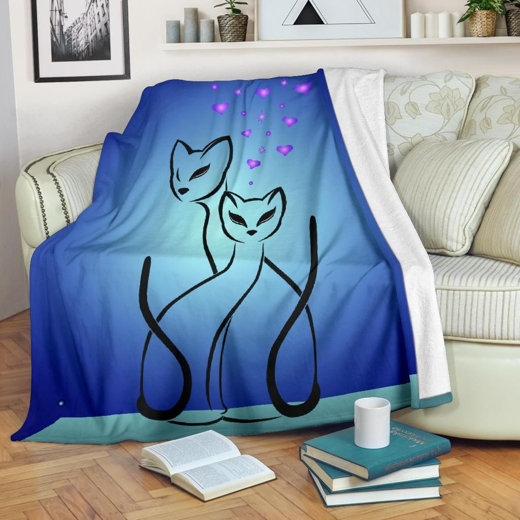 Cat Sherpa Fleece Blanket