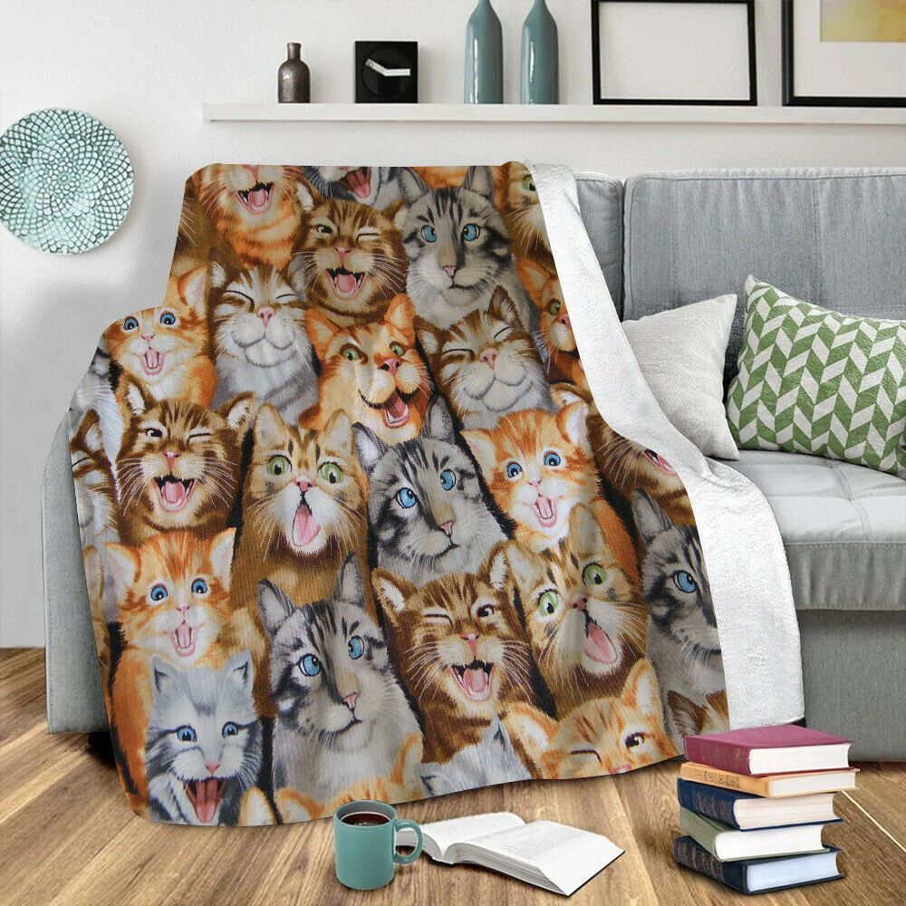 Cat Sherpa Fleece Blanket