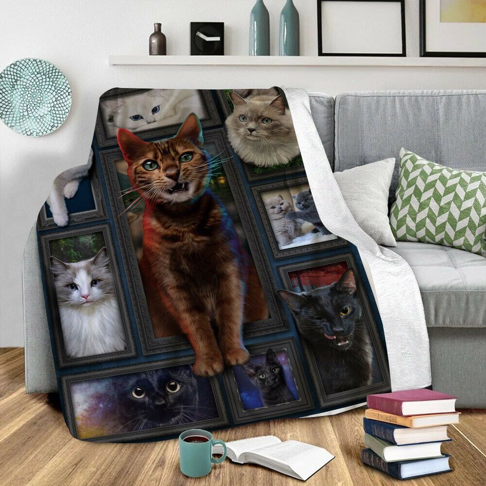 Cat Sherpa Fleece Blanket
