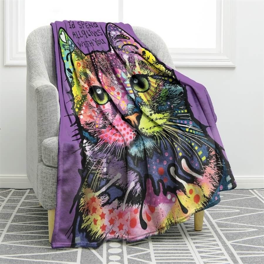 Cat Sherpa Fleece Blanket