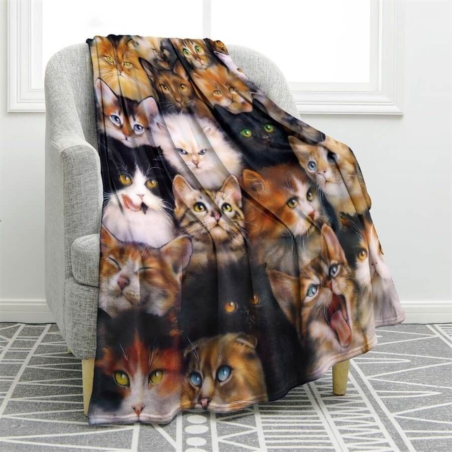 Cat Sherpa Fleece Blanket