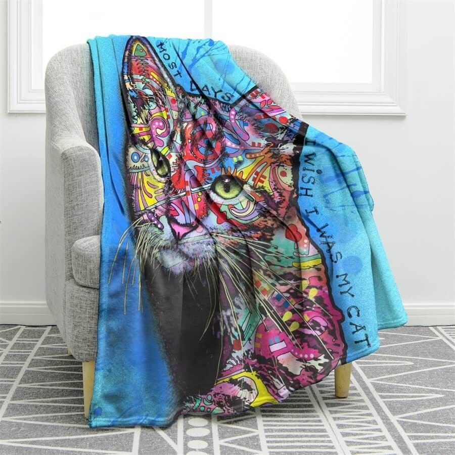 Cat Sherpa Fleece Blanket