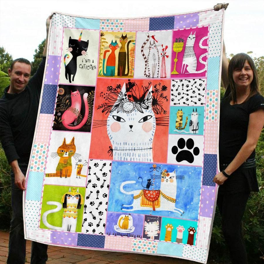 Cat Sherpa Fleece Blanket