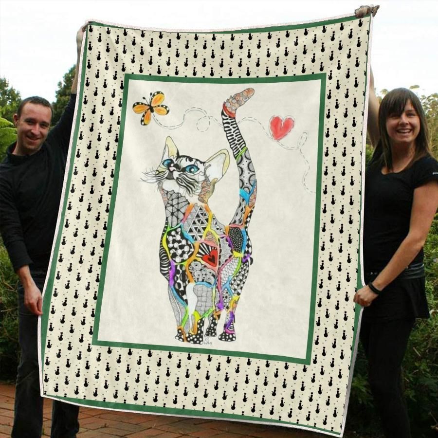 Cat Sherpa Fleece Blanket