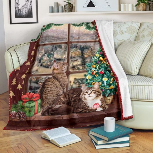 Cat Sherpa Fleece Blanket