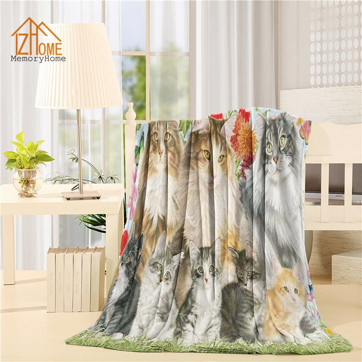 Cat Sherpa Fleece Blanket