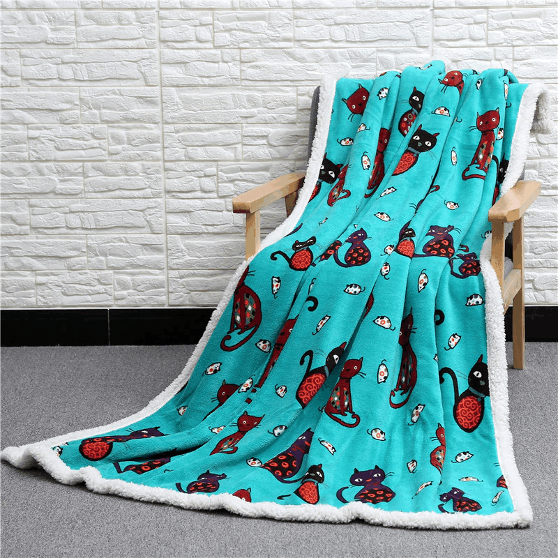 Cat Sherpa Fleece Blanket