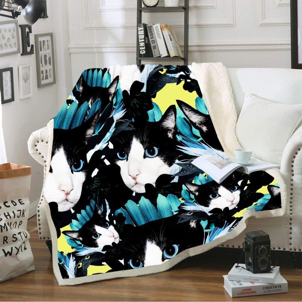 Cat Sherpa Fleece Blanket
