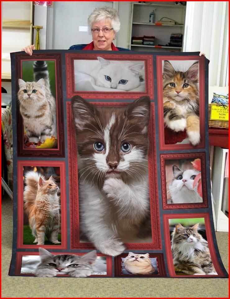 Cat Sherpa Fleece Blanket