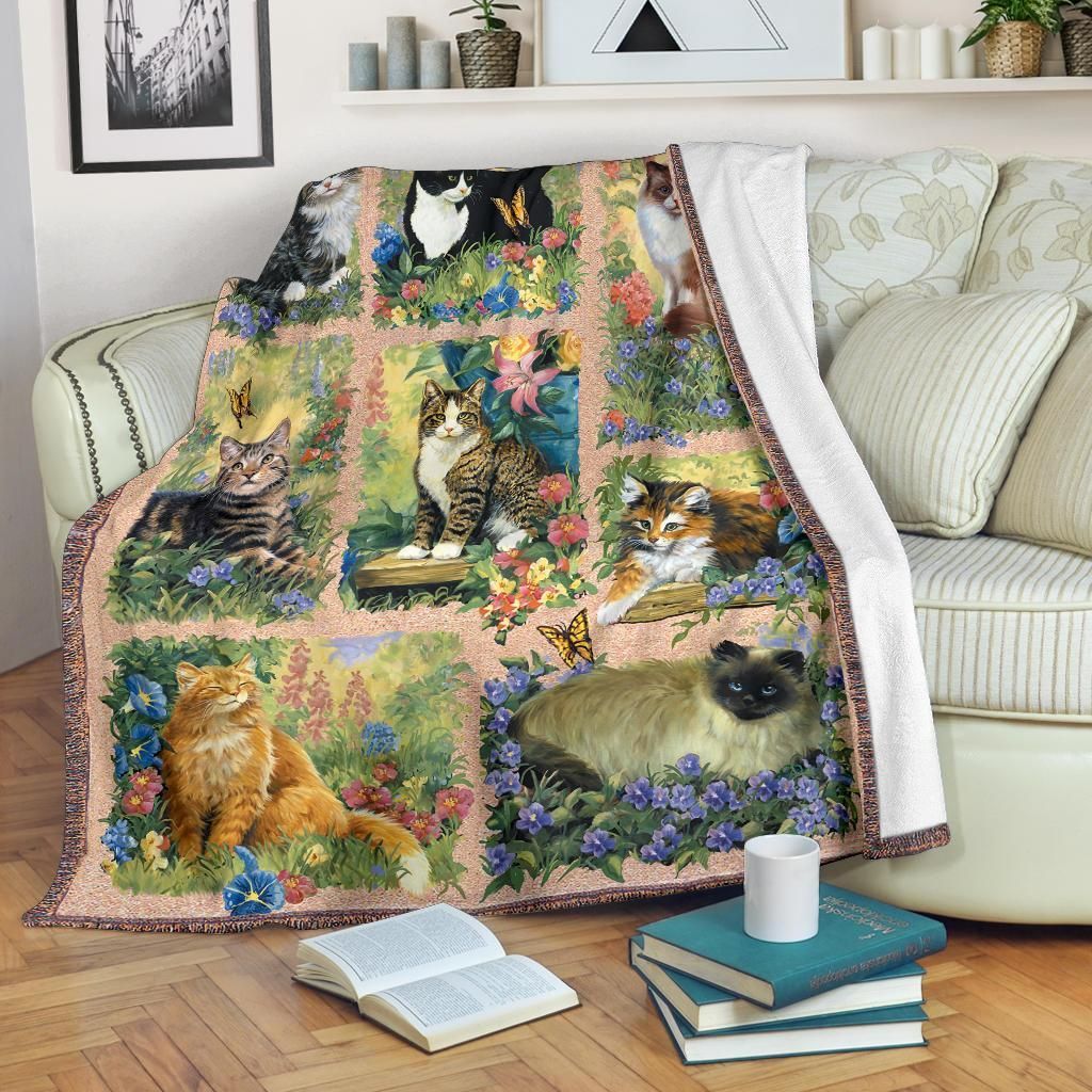 Cat Sherpa Fleece Blanket