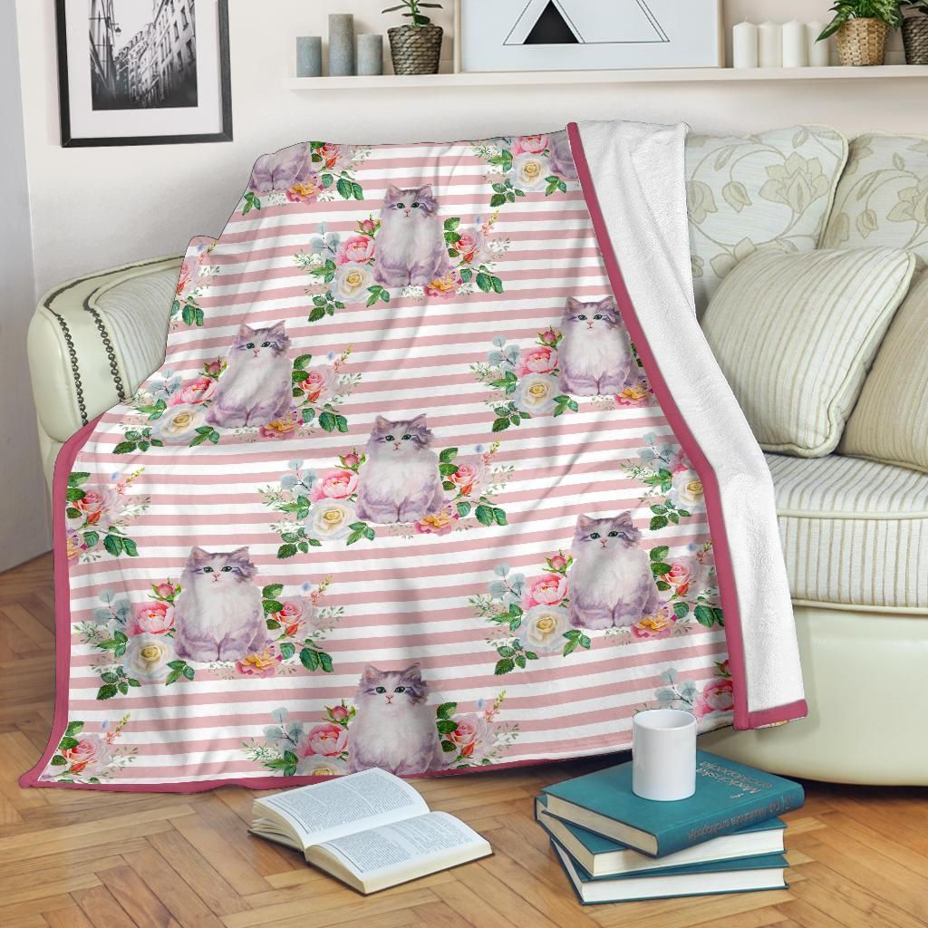 Cat Sherpa Fleece Blanket