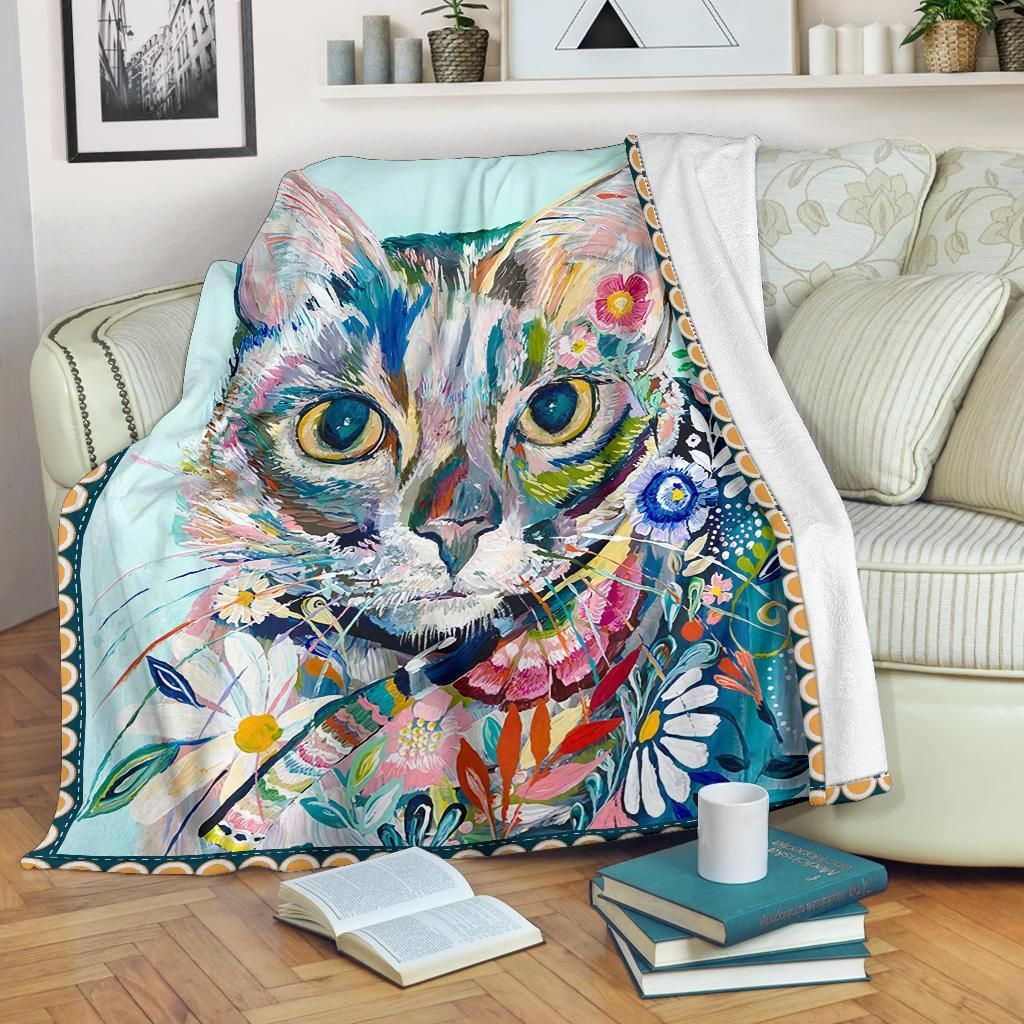 Cat Sherpa Fleece Blanket