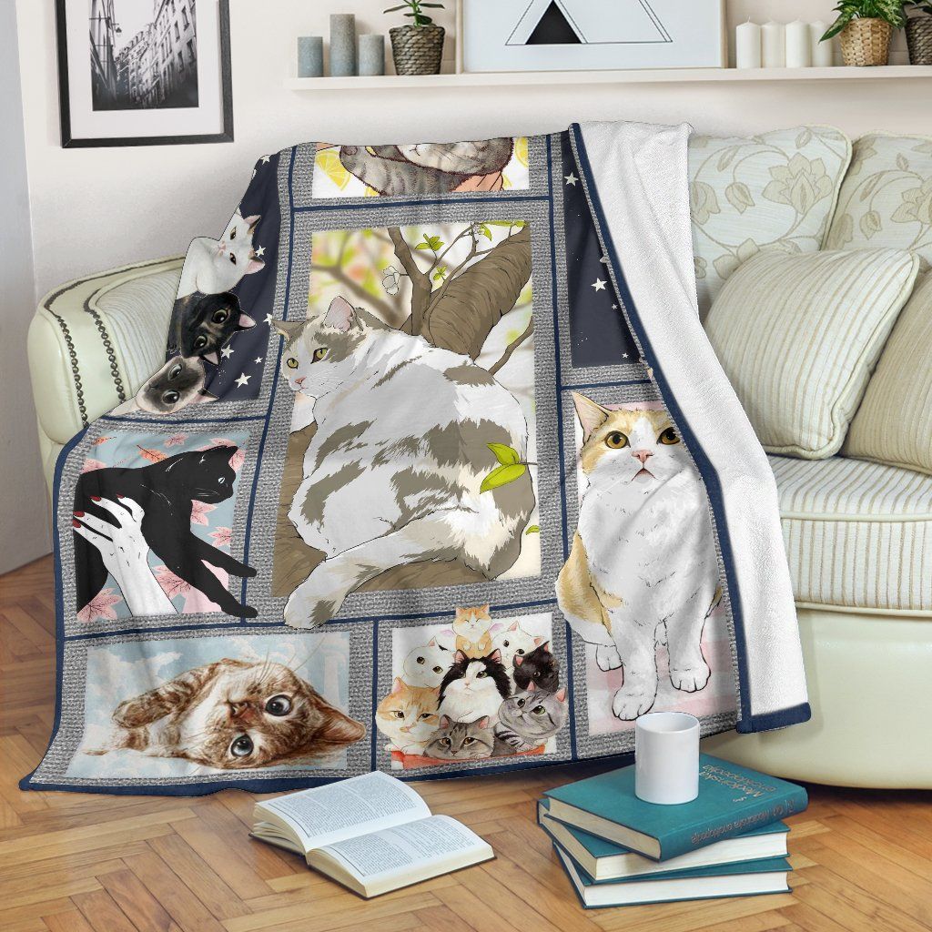 Cat Sherpa Fleece Blanket