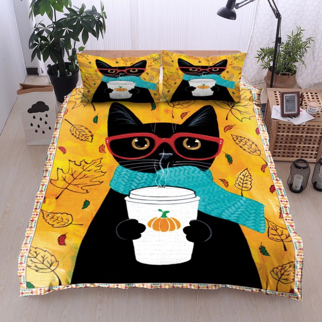 Cat Coffee Bedding Set