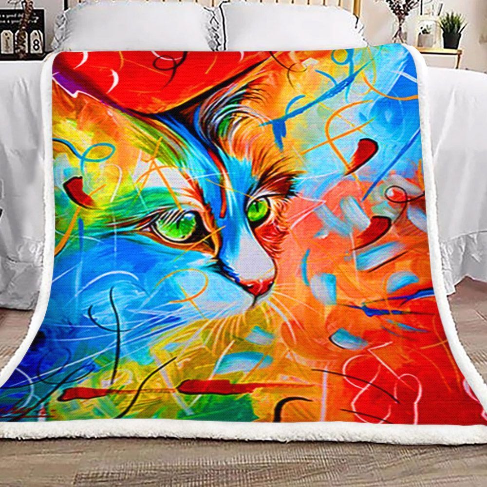 Cat Colors Sherpa Fleece Blanket