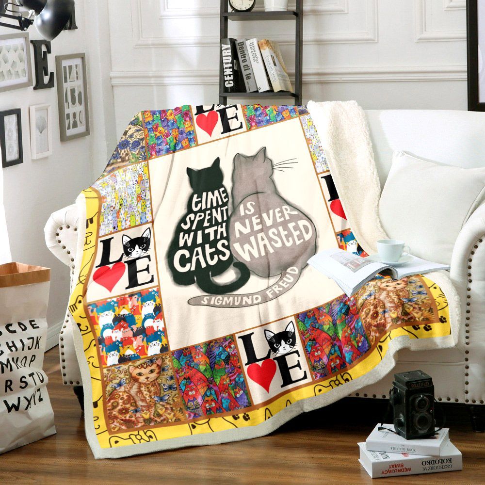Cat Couple Cat Sherpa Fleece Blanket