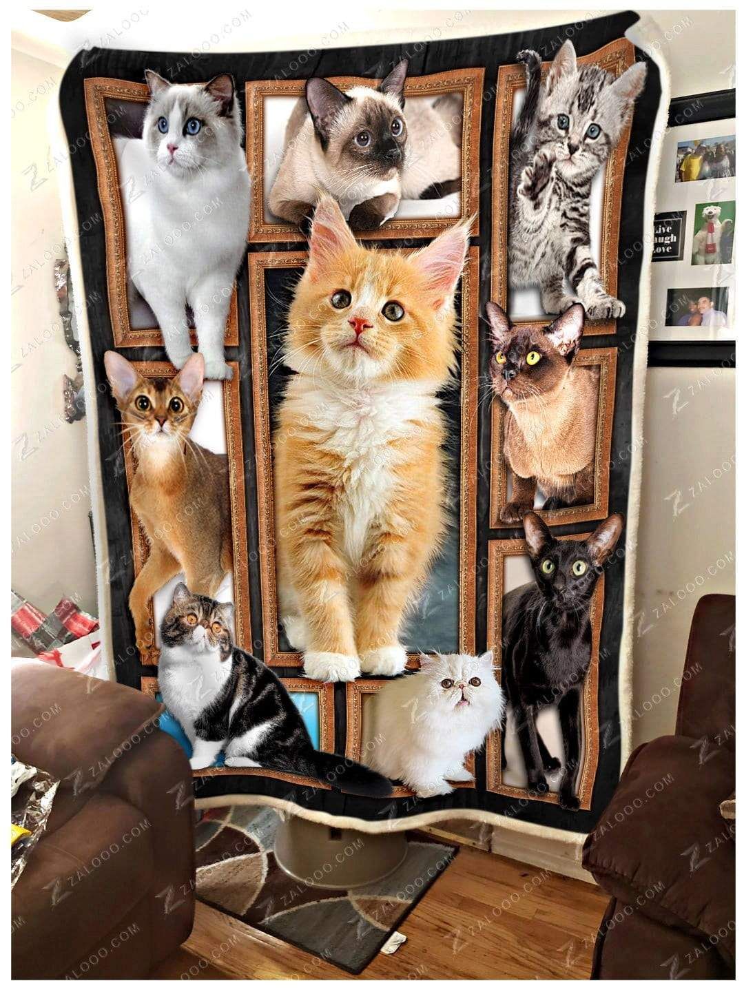 Cat Cute Cats Sherpa Fleece Blanket