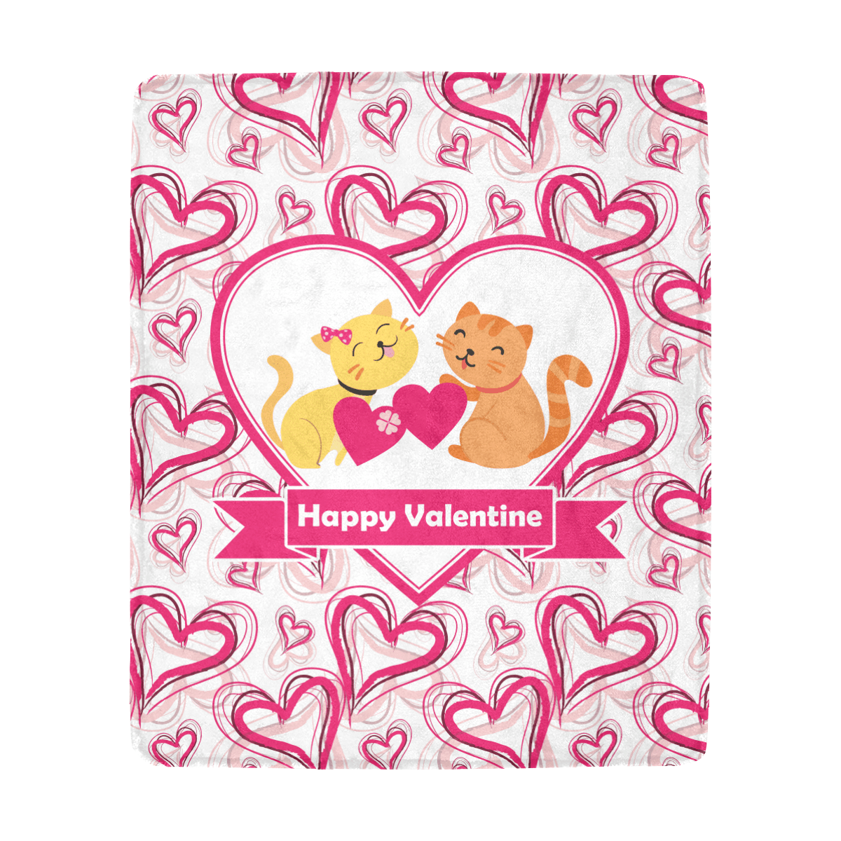 Cat Cute Valentines Sherpa Fleece Blanket
