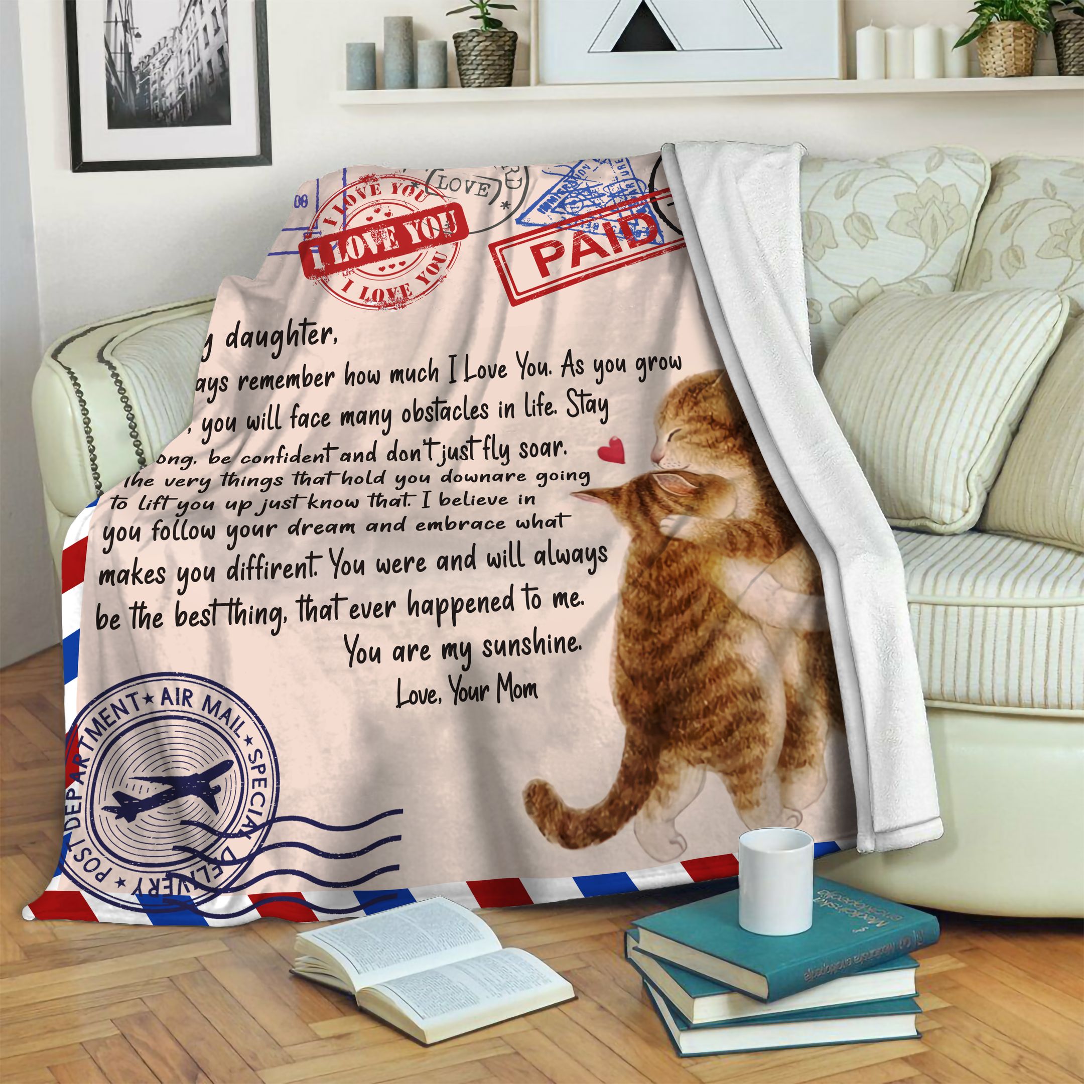 Cat Daughter And Mom Fleece Blanket