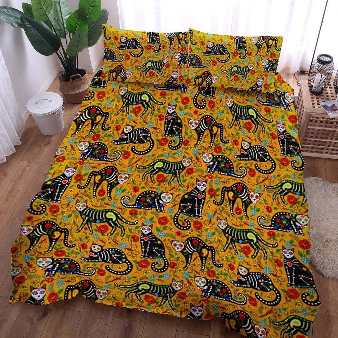 Cat Day Of The Dead Bedding Set
