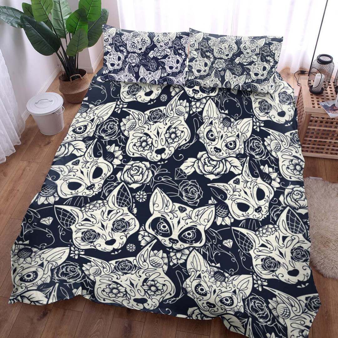 Cat Day Of The Dead Bedding Set