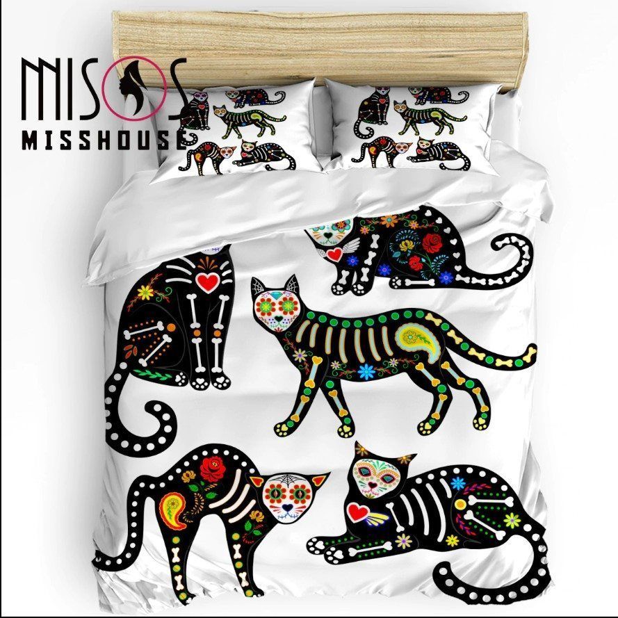Cat Day Of The Dead Bedding Set