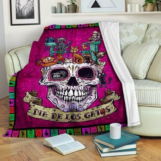 Cat Day Of The Death Sherpa Fleece Blanket