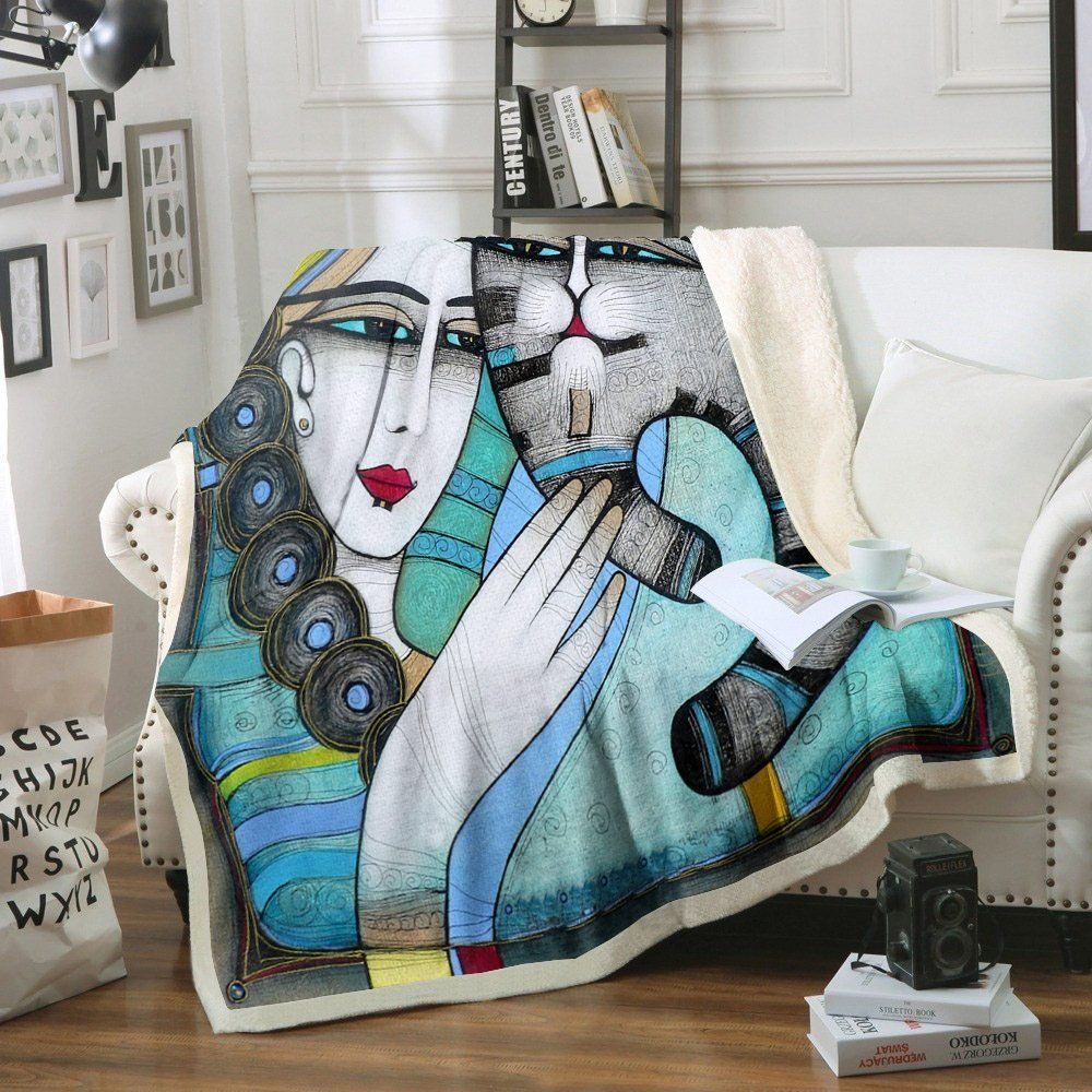 Cat Sherpa Fleece Blanket