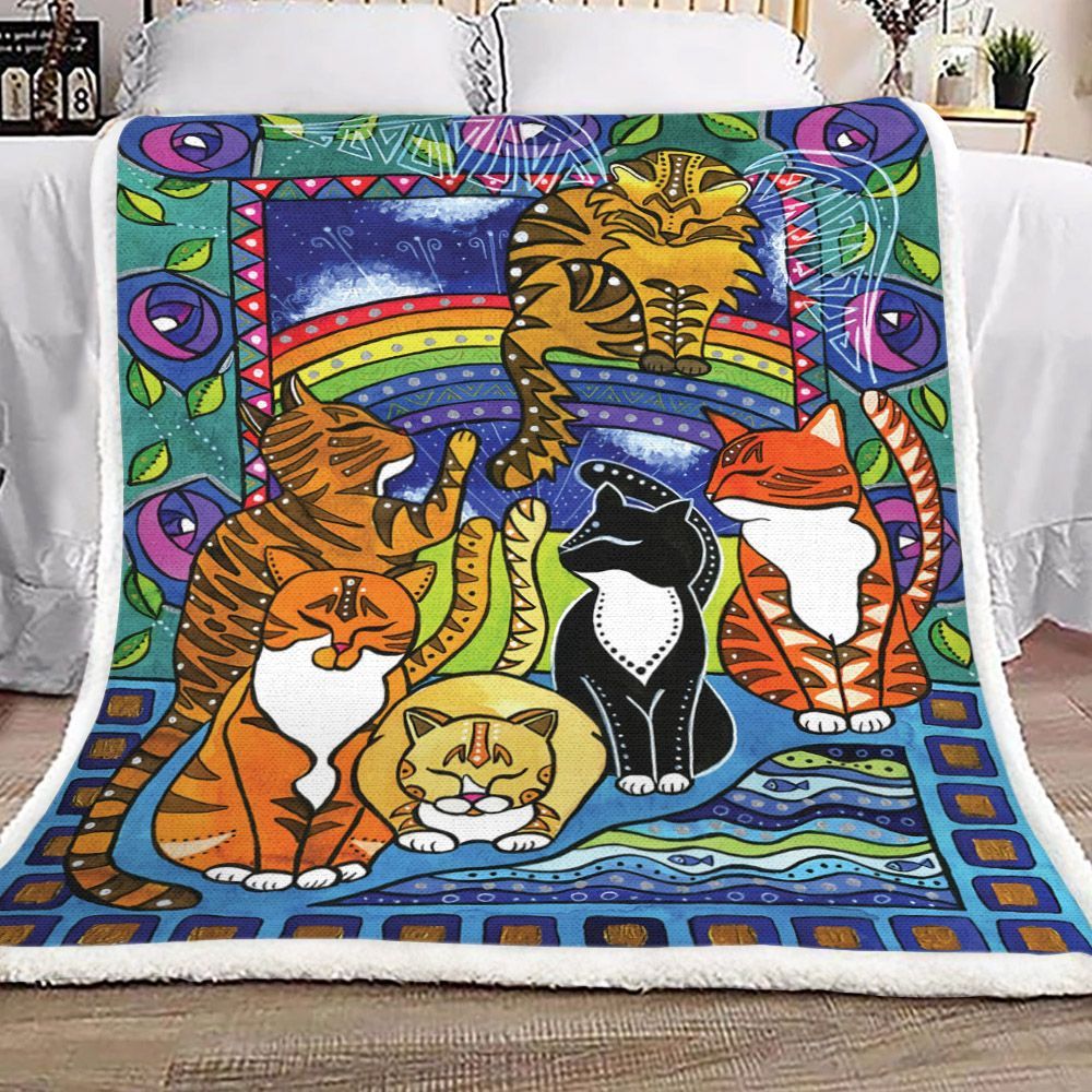 Cat Sherpa Fleece Blanket