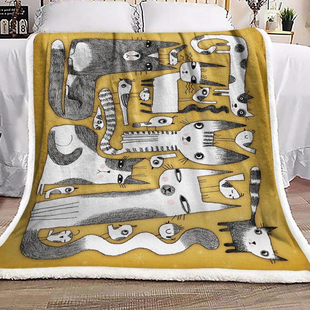 Cat Sherpa Fleece Blanket