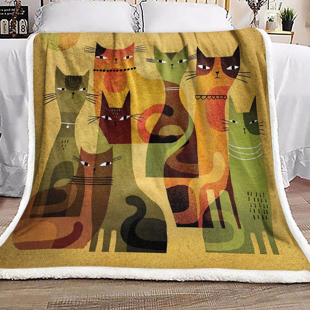 Cat Sherpa Fleece Blanket