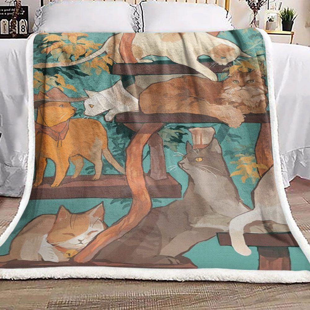 Cat Sherpa Fleece Blanket