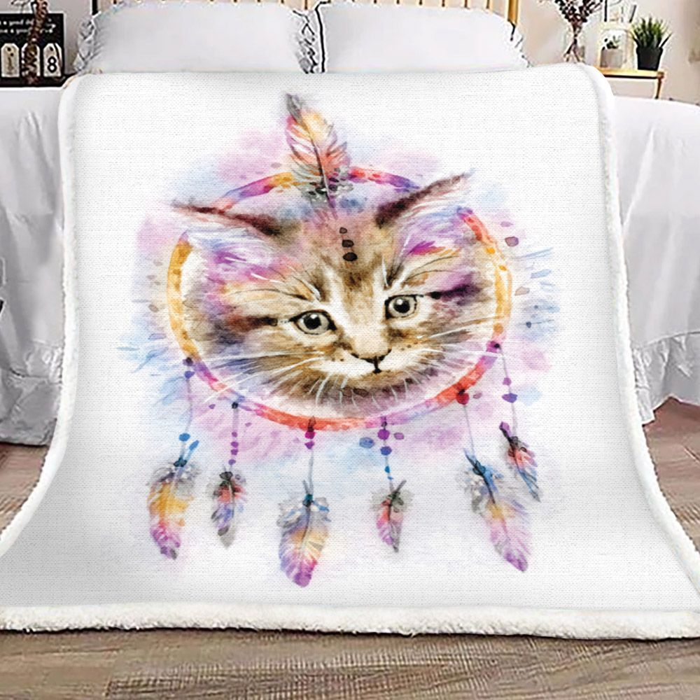 Cat Sherpa Fleece Blanket