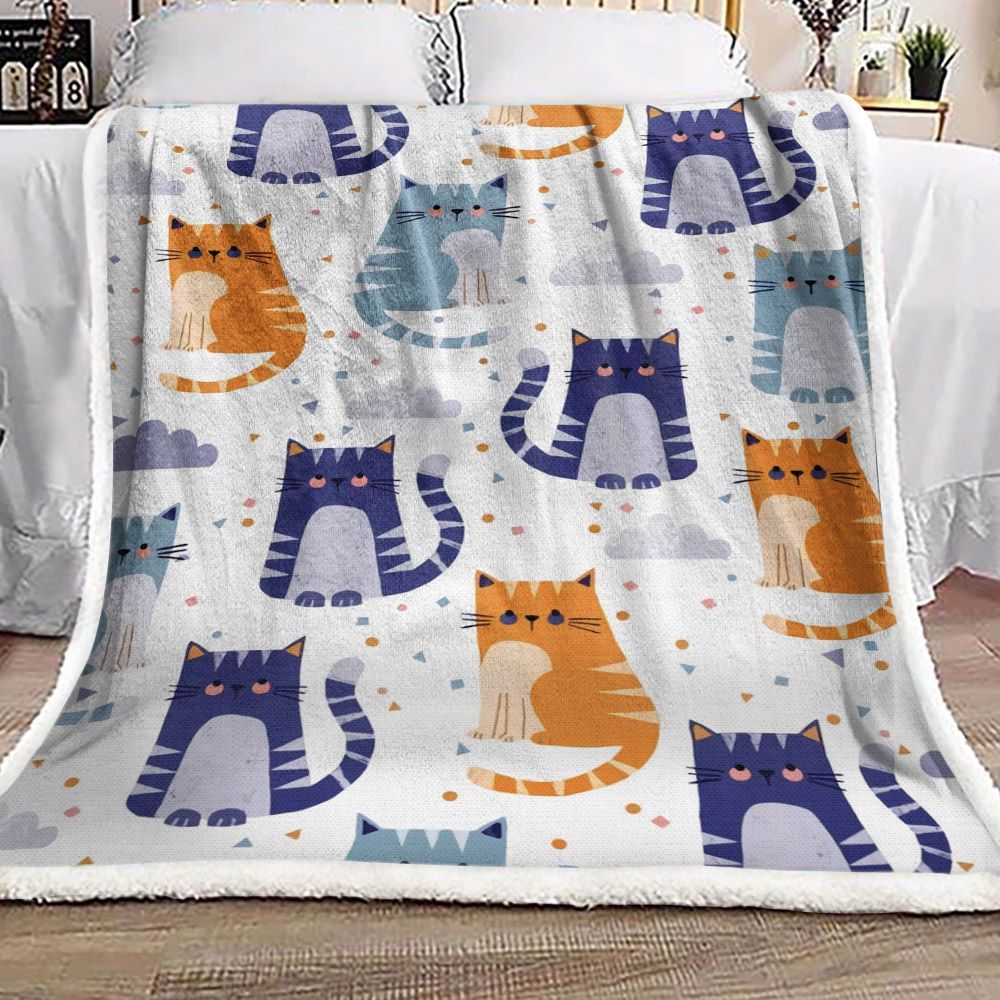 Cat Sherpa Fleece Blanket