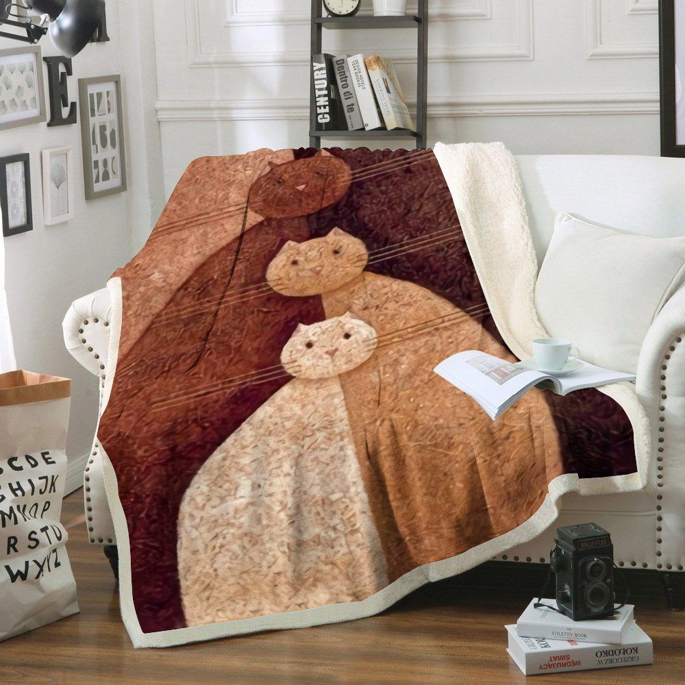 Cat Sherpa Fleece Blanket